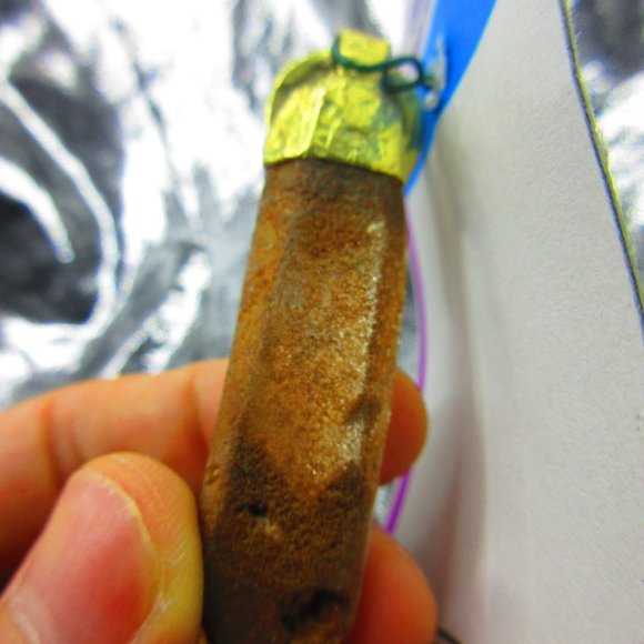 Fire Opal & Chlorite Quartz Phantom Gold Gemstone Pendant - Picture 7 of 8